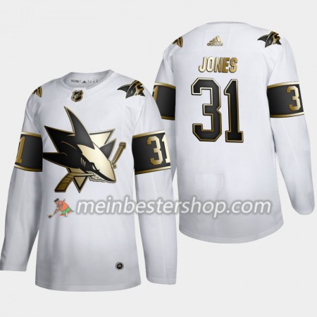 San Jose Sharks Martin Jones 31 Adidas 2019-2020 Golden Edition Weiß Trikot Authentic - Herren San Jose Sharks Martin Jones 31 Adidas 2019-2020 Golden Edition Weiß Trikot Authentic - Herren